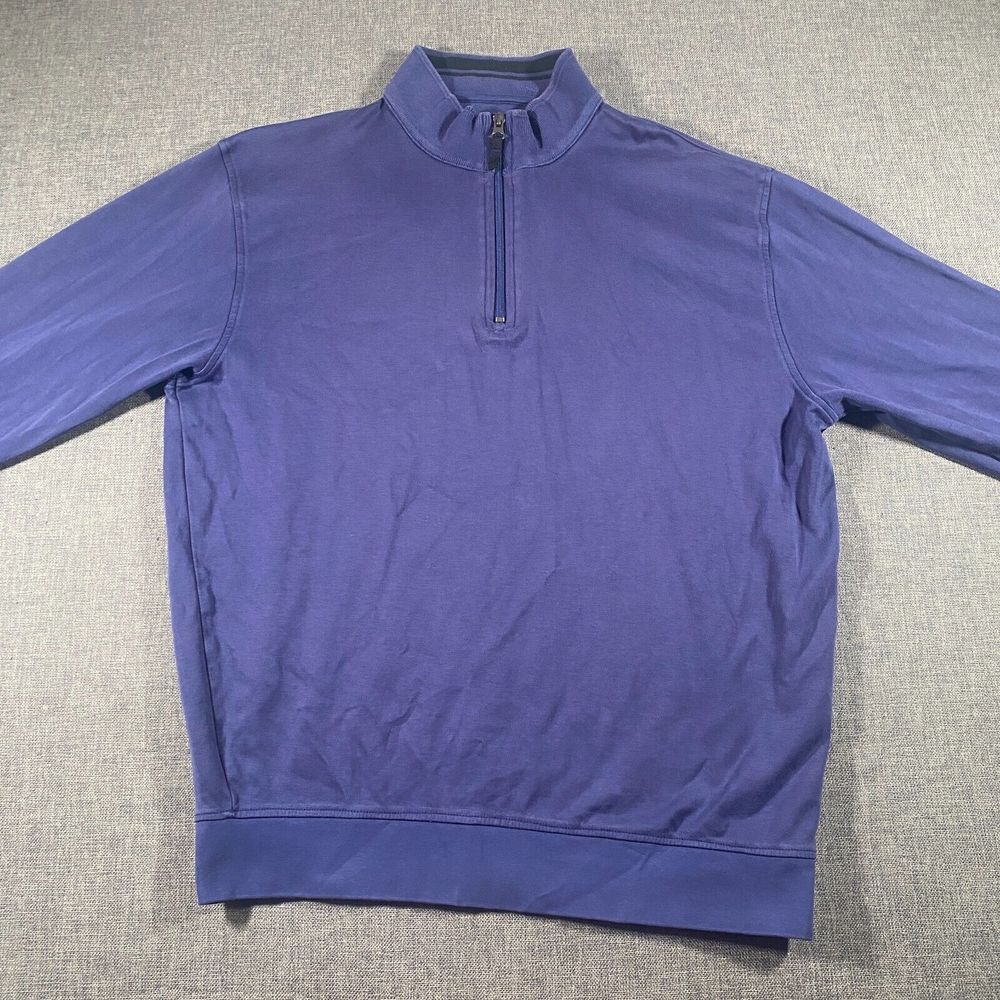 Southern Pines Pearl Washed 1/4 Zip Pullover Sweater Large Blue‎ Lightweight